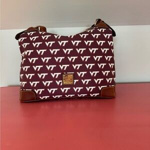 Dooney & Bourke Burgundy and Brown Virginia Tech Shoulder Bag